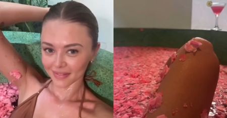 Joanna Opozda i jej noga pozdrawiają z wanny wypełnionej kwiatami. Jesteście pod wrażeniem?