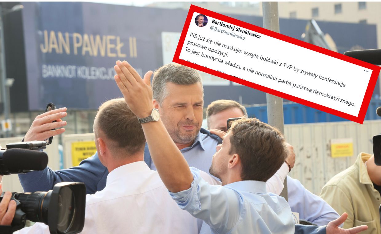 W sieci wrze po zakłóceniu konferencji Tuska. "Wysłano bojówki z TVP"