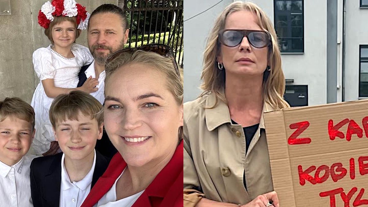 Dominika Chorosińska z rodziną i Magdalena Cielecka