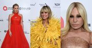 Oscary 2023. Zatrzęsienie kolorów na imprezie Eltona Johna: Heidi Klum jako Wielki Ptak, młodzieńcza Donatella Versace (ZDJĘCIA)
