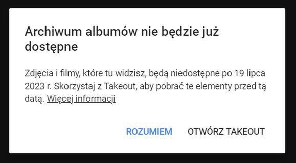 Google ostrzega o końcu Archiwum albumów