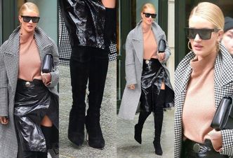 #TRENDY: Rosie Huntington-Whiteley w płaszczu w pepitkę