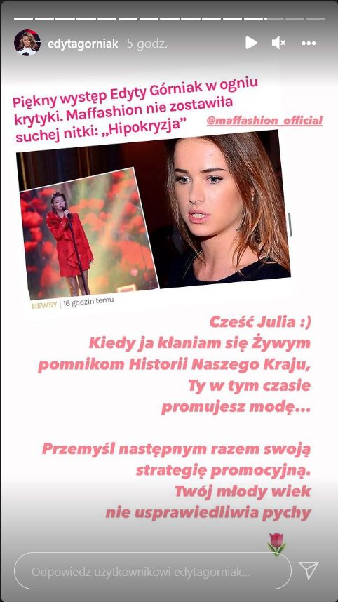 Edyta Górniak odpowiada na krytykę Maffashion