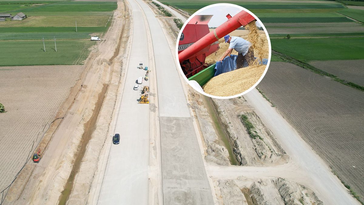 Budowa autostrady A2 w okolicy wsi Rzążew