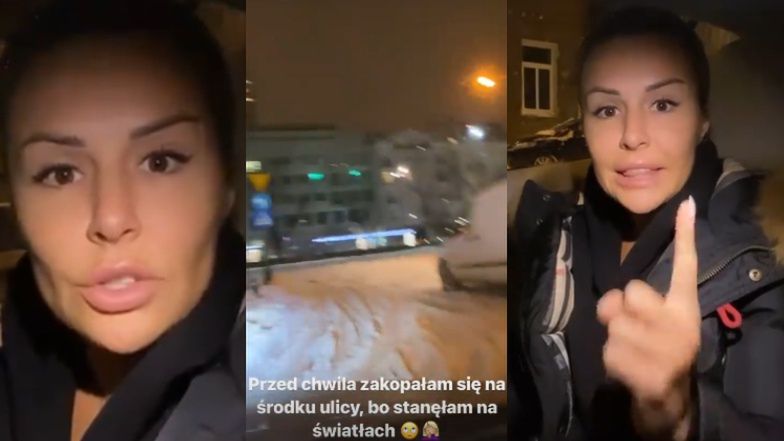 Blanka Lipińska utknęła w zaspie podczas ataku śnieżycy