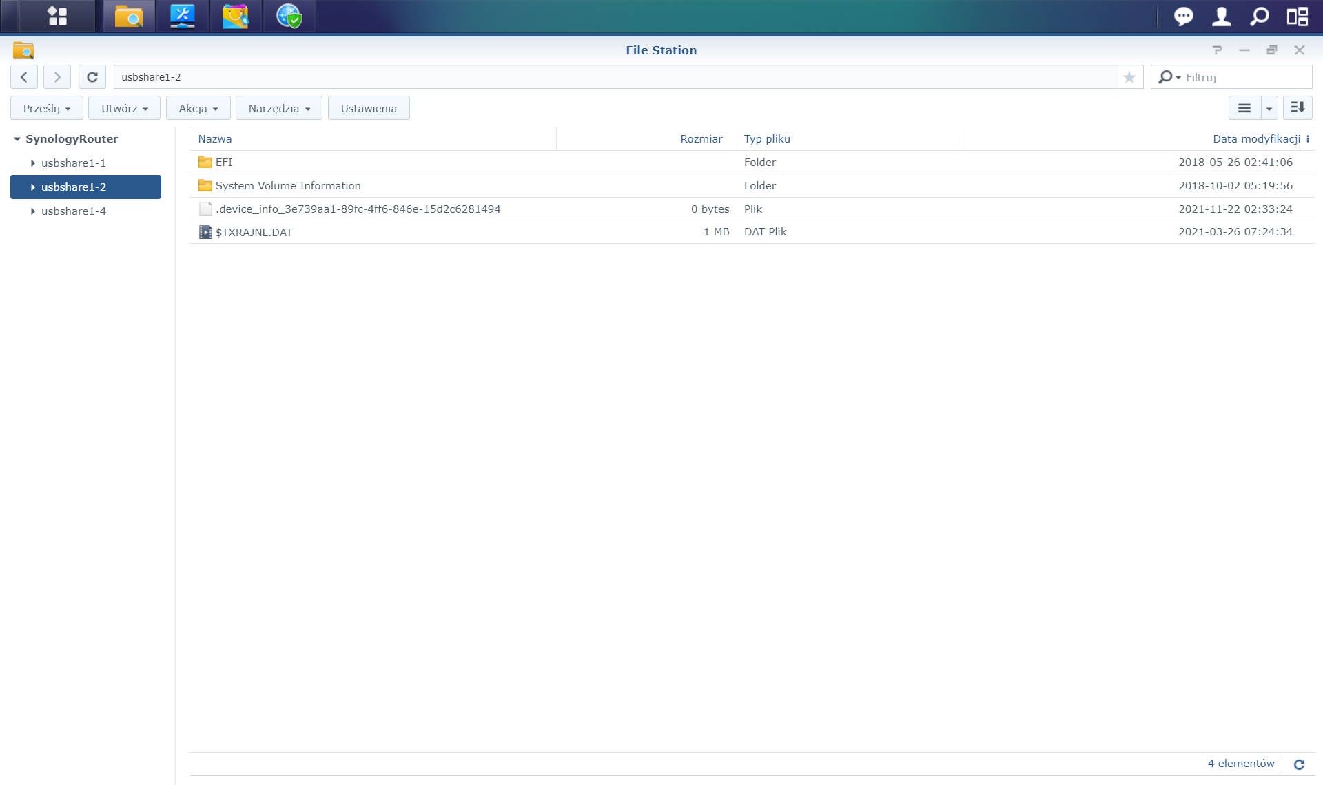 Synology RT6600ax - menadżer plików
