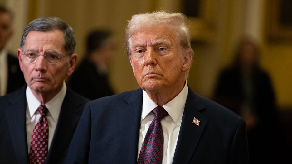 WASHINGTON, DC - JANUARY 8: President-elect Donald Trump speaks to the press following a meeting with Senate Republicans at the U.S. Capitol Building in Washington, DC on January 8, 2025. (Photo by Nathan Posner/Anadolu via Getty Images)
