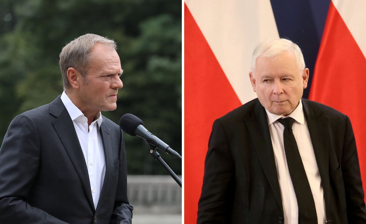 Na zdjęciu po lewej Donald Tusk, po prawej Jarosław Kaczyński