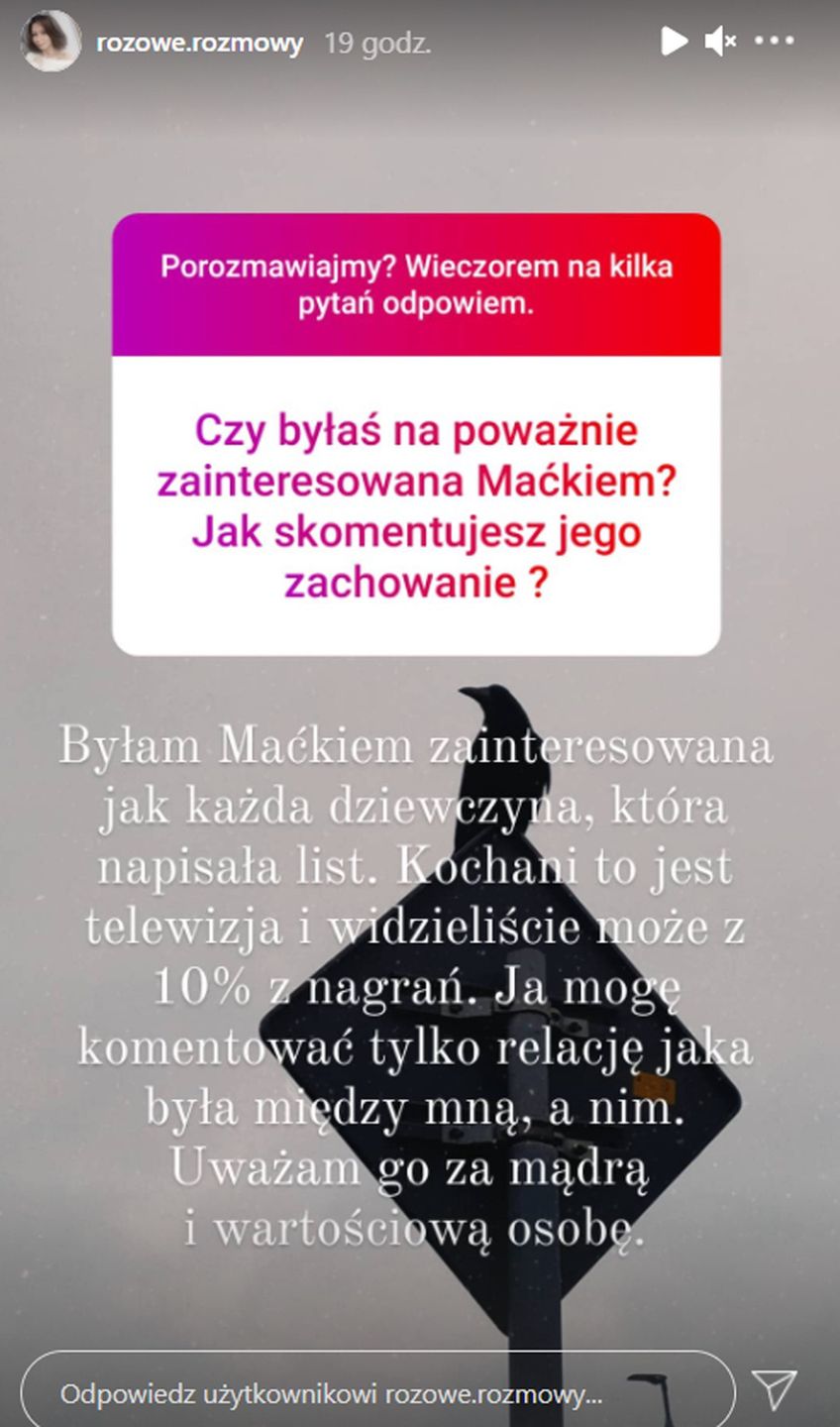 Ewelina nie ma żalu do Maćka