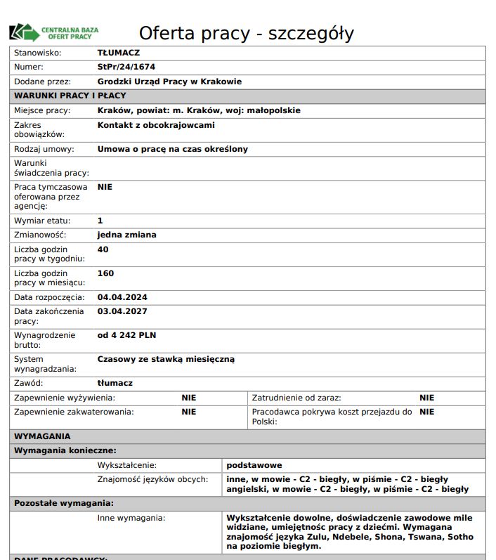 Oferta pracy tłumacza