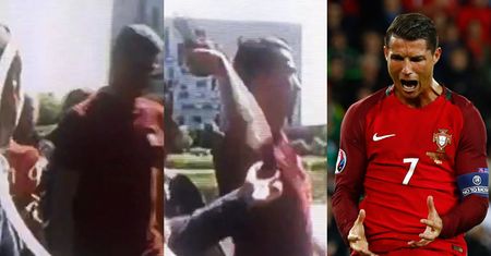 Cristiano Ronaldo wyrwał reporterowi mikrofon i... wyrzucił go do jeziora!
