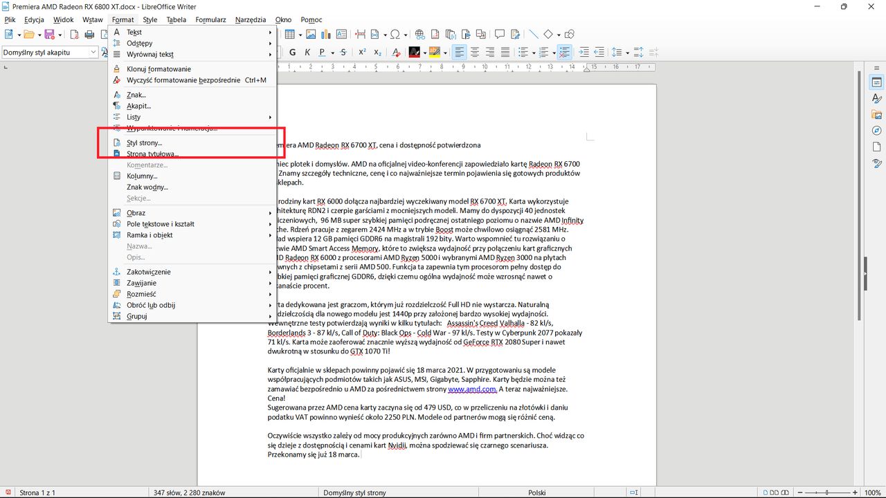 Libreoffice Zmiana Orientacji Jednej Strony