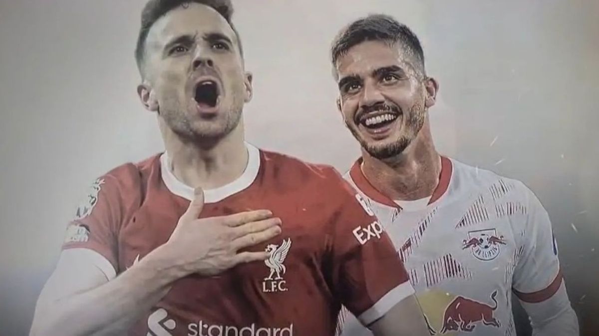 Twitter / Marca / Na zdjęciu: kadr z nagrania Realu Madryt - z lewej Diogo Jota (zmarł w lipcu 2025 r.), z prawej Andre Silva, zawodnik Elche