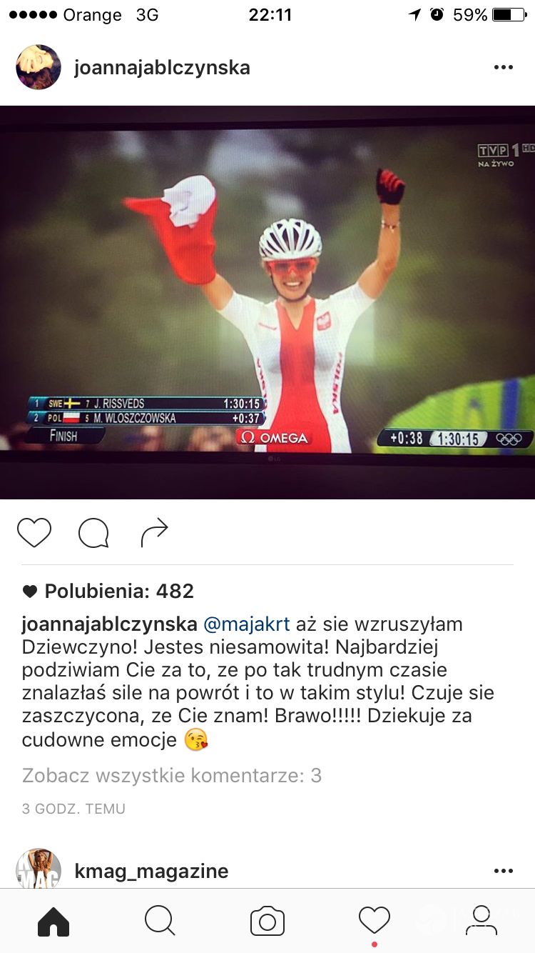 Joanna Jabłczyńska wzruszona medalem Mai Włoszczowskiej