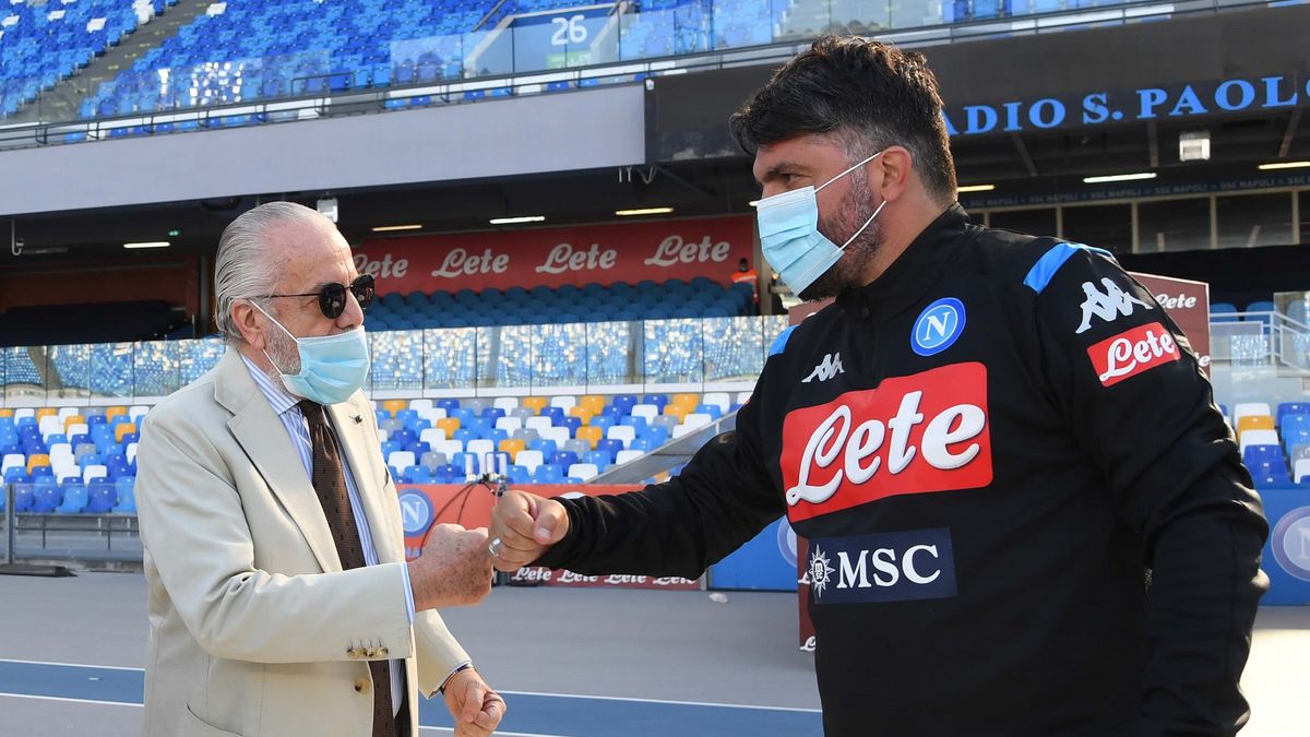 Getty Images / SSC NAPOLI / Na zdjęciu: Aurelio De Laurentiis (z lewej) i Gennaro Gattuso