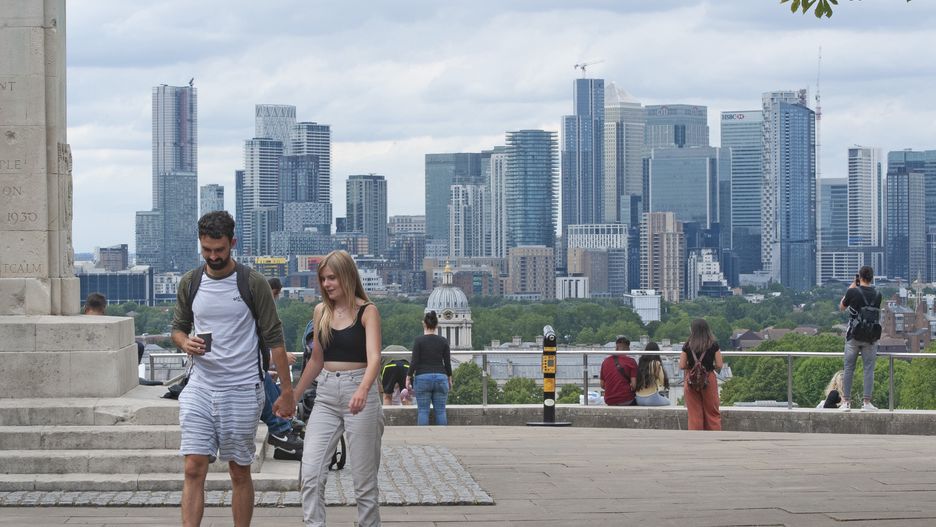 July 14, 2020, Greenwich, London, UK: Greenwich, UK. People out and about in Greenwich park, London this afternoon. The sunshine will be making a comeback this weekend but the rest of the week like today will be cloudy.