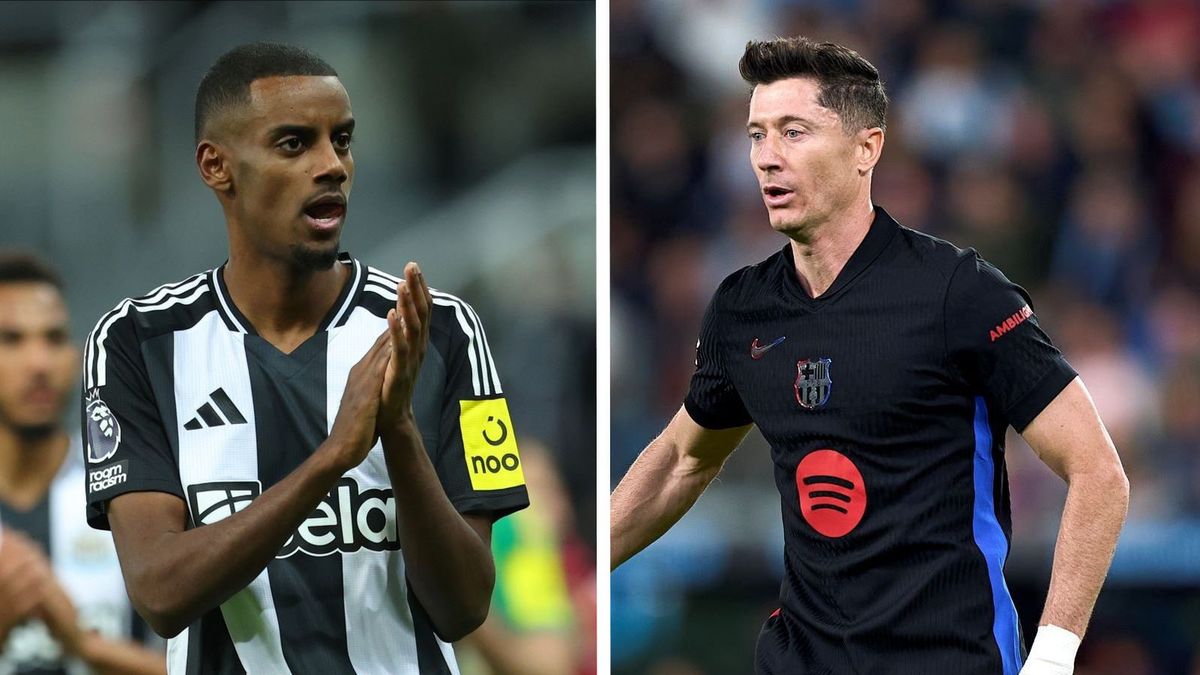 Getty Images / Ed Sykes/Sportsphoto/Allstar via Getty Images)/ose Manuel Alvarez Rey/JAR Sport Images/NurPhoto via Getty Images / Na zdjęciu od lewej: Alexander Isak i Robert Lewandowski