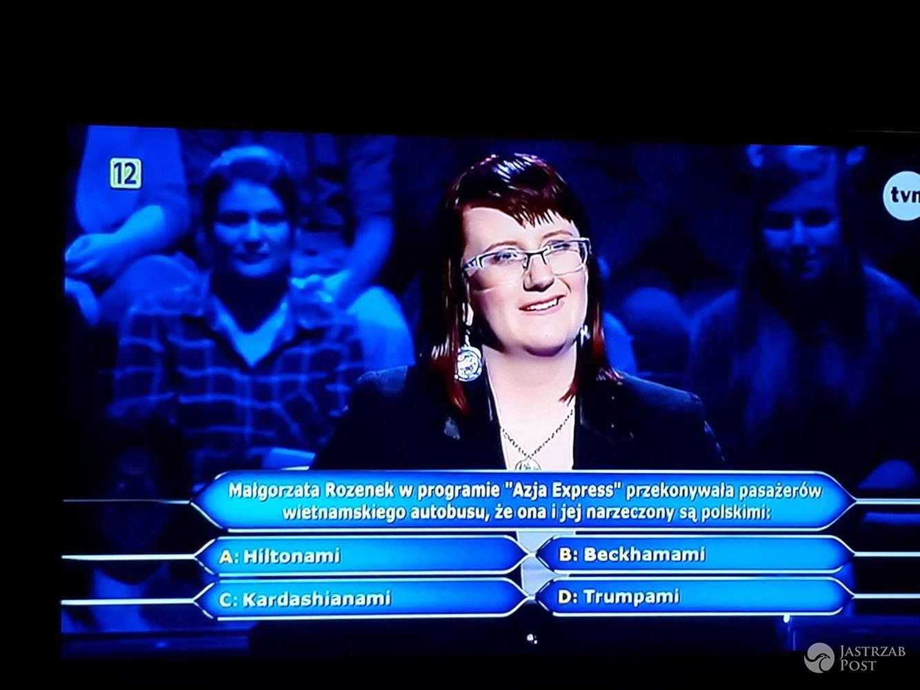 W programie Milionerzy zapytano o Małgorzatę Rozenek
