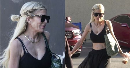 Wyraźnie szczuplejsza Tori Spelling z "Beverly Hills, 90210" pędzi na trening do "Tańca z Gwiazdami" (ZDJĘCIA)