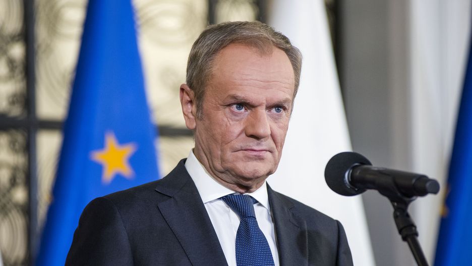 WARSAW, MAZOWIECKIE, POLAND - 2023/10/24: Donald Tusk, leader of the Civic Coalition speaks during the first press conference of the opposition party leaders. The leaders of the opposition parties that collectively won the most votes in Poland's recent elections announced in the Parliament, that Donald Tusk, the leader of the largest group, is their candidate to be prime minister and that they have agreed to form a government and govern together. The currently ruling nationalist party Law and Justice (PiS), won more votes than any other party, but is unable to create a coalition with any party.
The potential new government would be the coalition of the Civic Coalition, Poland 2050. (Photo by Attila Husejnow/SOPA Images/LightRocket via Getty Images)