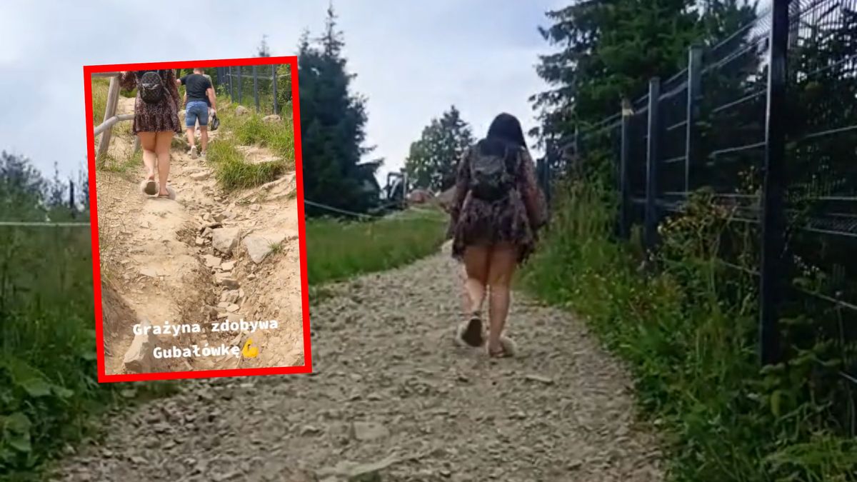 W kapciach wchodziła na Gubałówkę