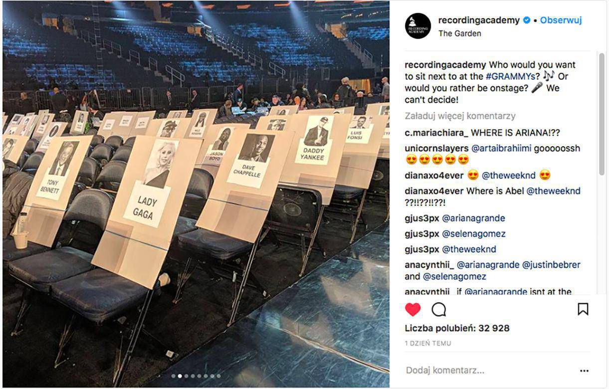 Grammy 2018: jak zostały usadzone gwiazdy?