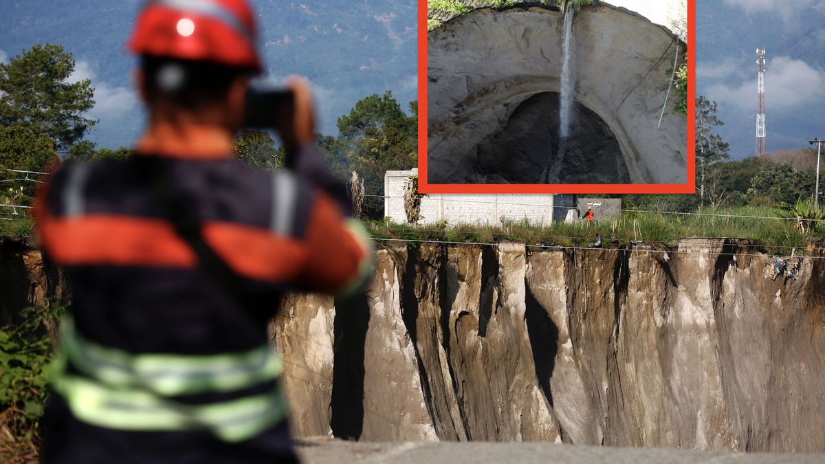 Wielka dziura w ziemi w indonezyjskiej wiosce Pondok Balik