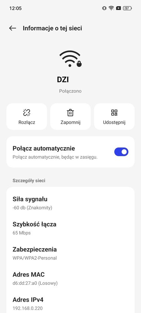 Dane sieć Wi-Fi