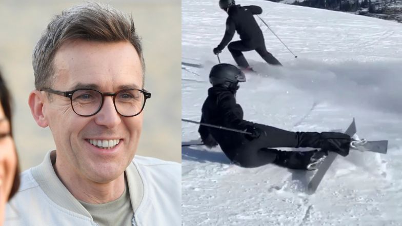 Maciej Kurzajewski wrzucił nagranie, na którym Katarzyna Cichopek zalicza upadek na stoku