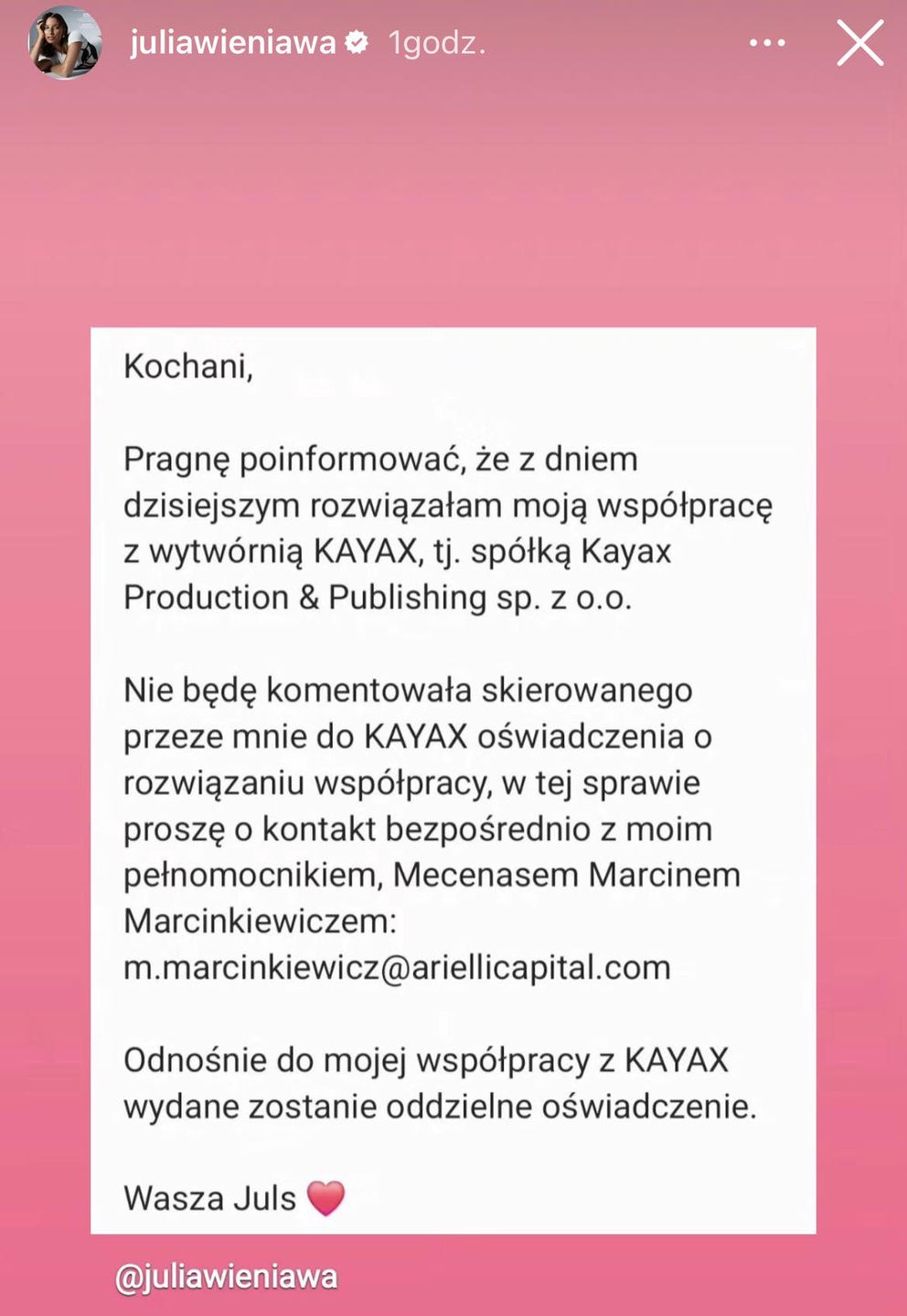 Julia Wieniawa rozstała się z Kayaxem