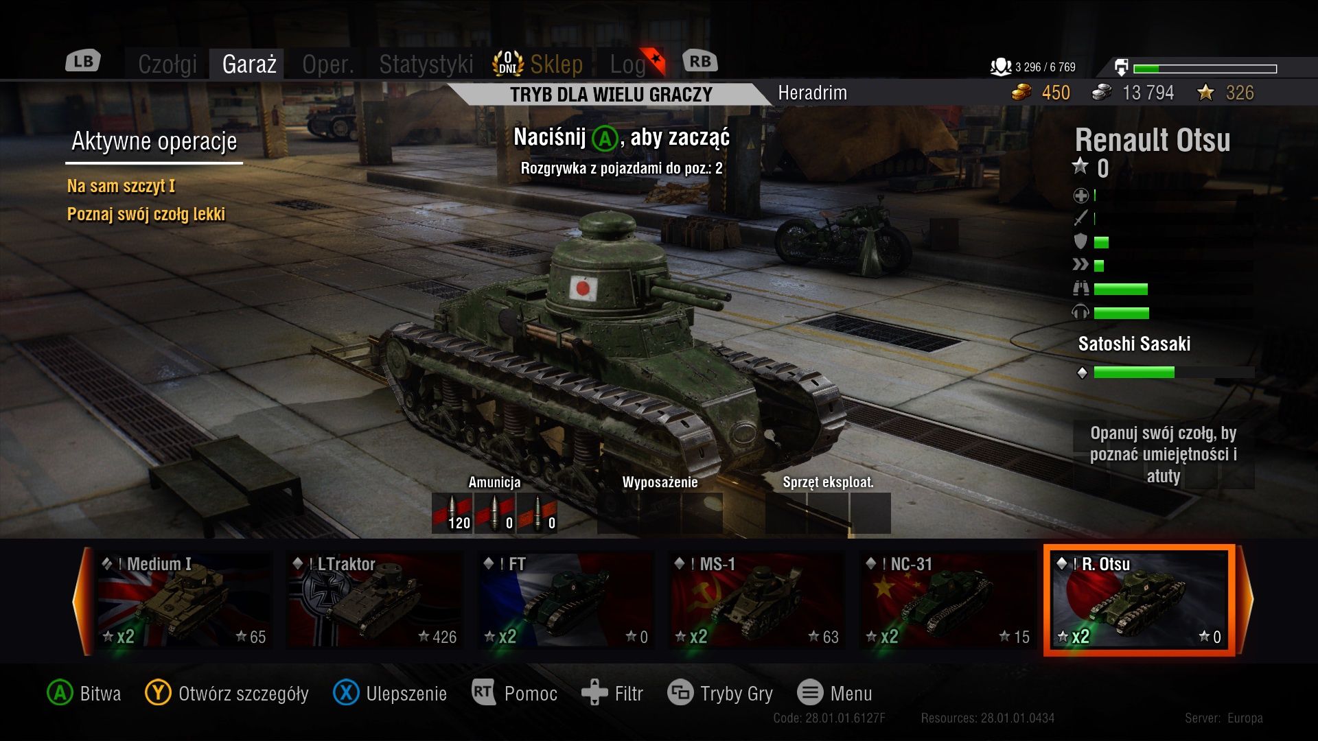 World of Tanks (Xbox One) - widok garażu