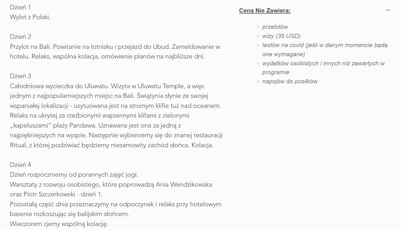Anna Wendzikowska oferuje warsztaty na Bali
