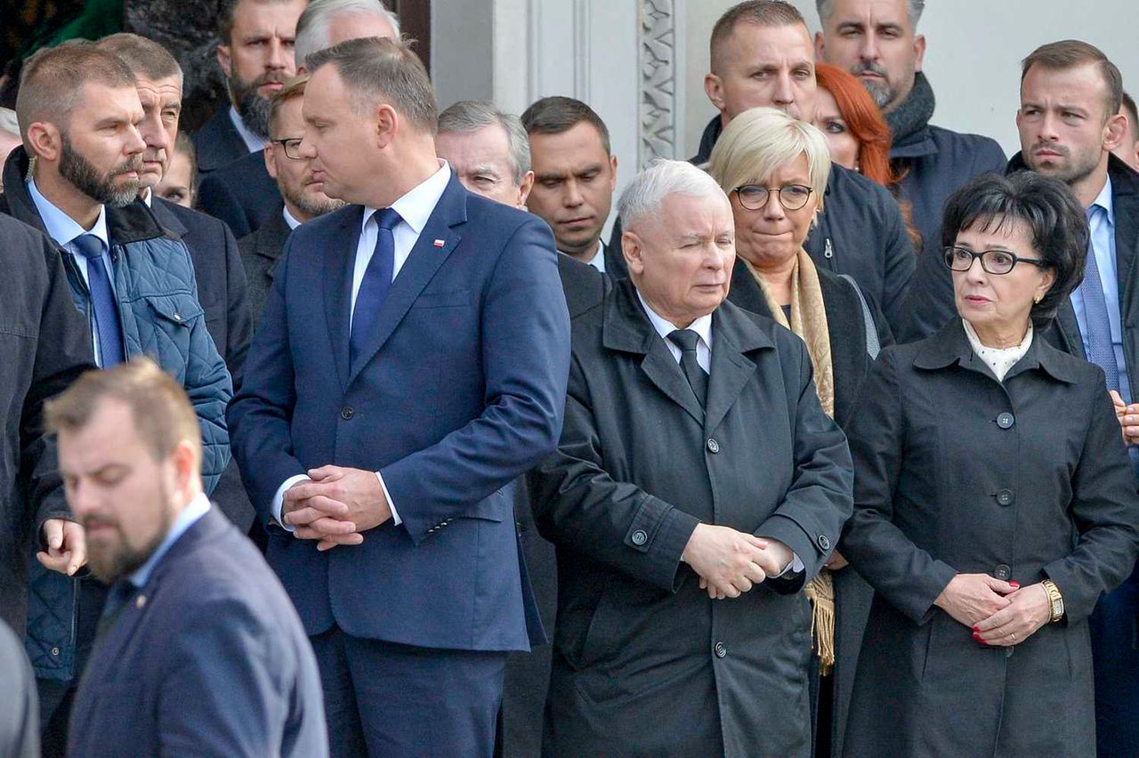 Andrzej Duda, Jarosław Kaczyński, Elżbieta Witek - pogrzeb Kornela Morawieckiego