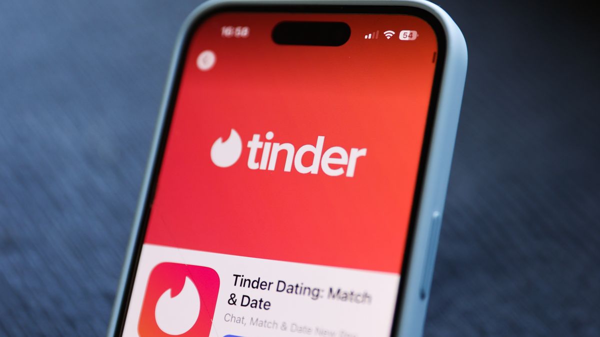 Tinder on App Store is seen in this illustration photo taken in Poland on June 29, 2024. (Photo by Jakub Porzycki/NurPhoto via Getty Images)