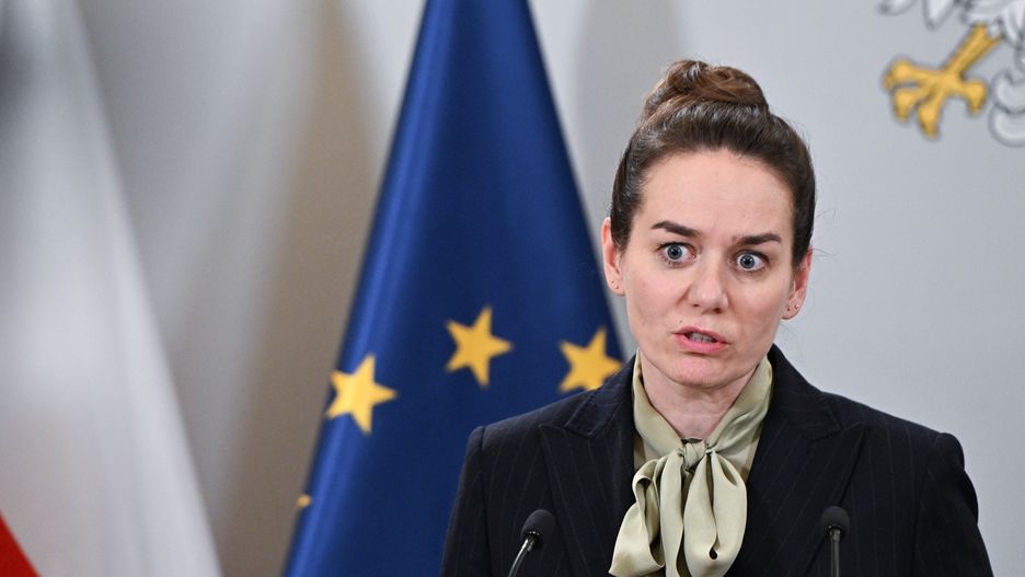 Warszawa, 26.02.2024. Wiceminister sprawiedliwości Maria Ejchart podczas konferencji prasowej po wysłuchaniu kandydatów na stanowisko prokuratora krajowego, 26 bm. w siedzibie resortu w Warszawie. (amb) PAP/Radek Pietruszka