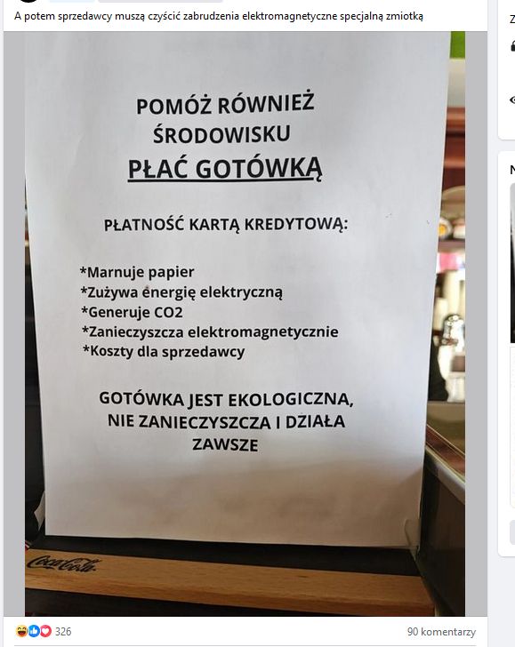 Taka kartka zawisła na jednym ze sklepów