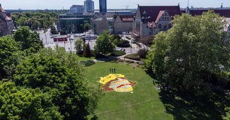 Poznań: kwietny wizerunek Bolesława Chrobrego w parku miejskim
