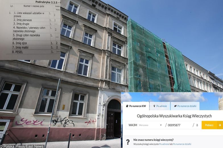 Strona oferująca odpłatne udostępnienie numeru księgi wieczystej