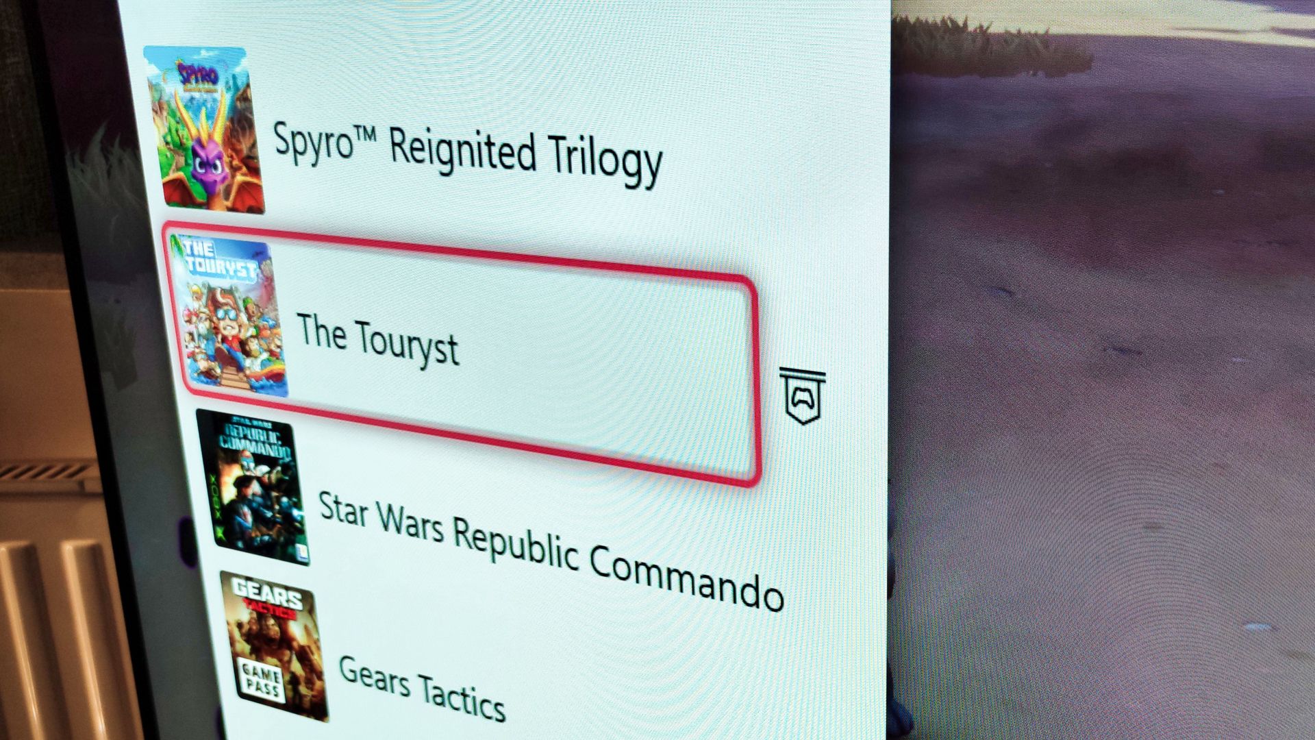 Menu boczne konsoli Xbox Series X