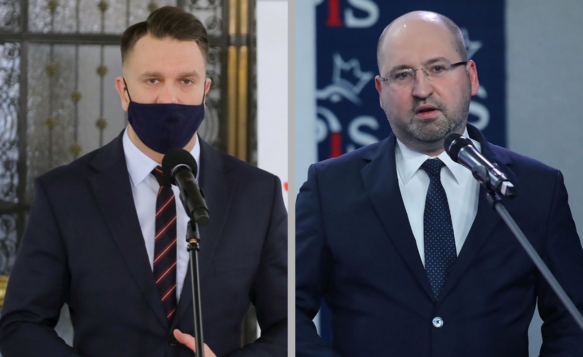 Łukasz Mejza i Adam Bielan (PAP/Wojciech Olkuśnik; Piotr Molecki/East News)


