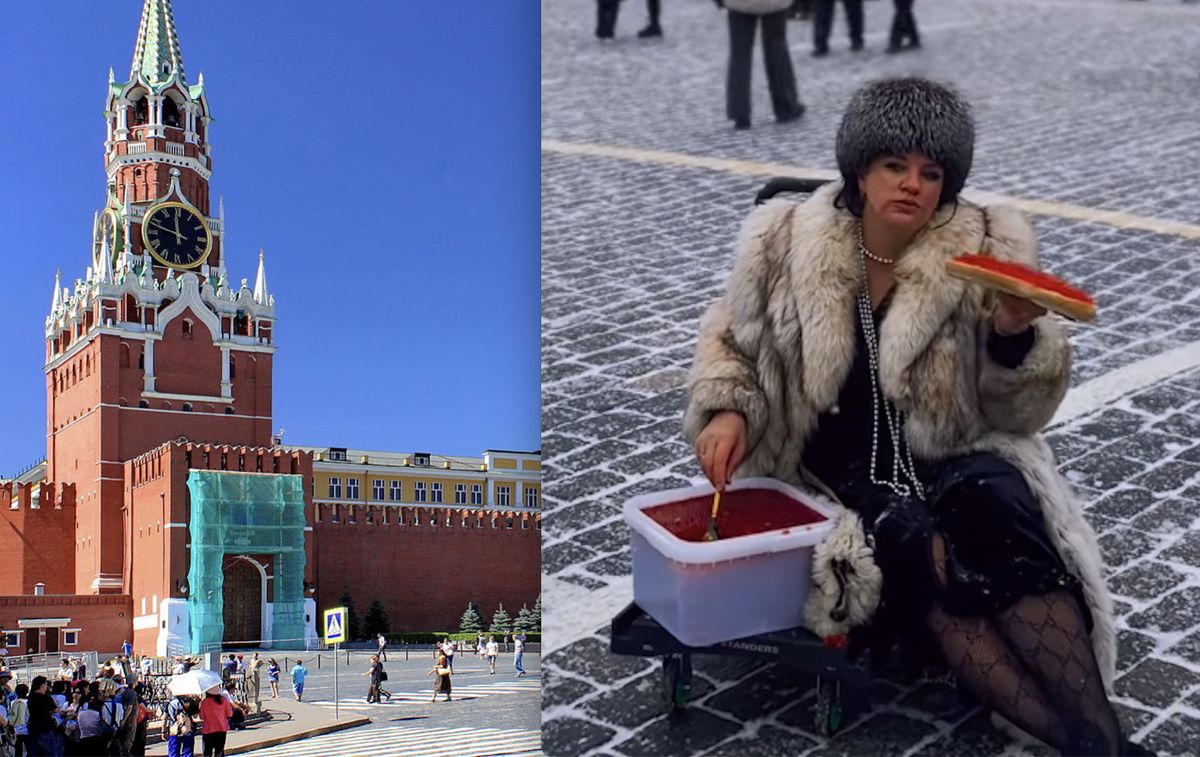 Rosyjska blogerka zdziwiła się, gdy  fotografowanie się na Placu Czerwonym z wielkim pojemnikiem czerwonego kawioru służby uznały za prowokację