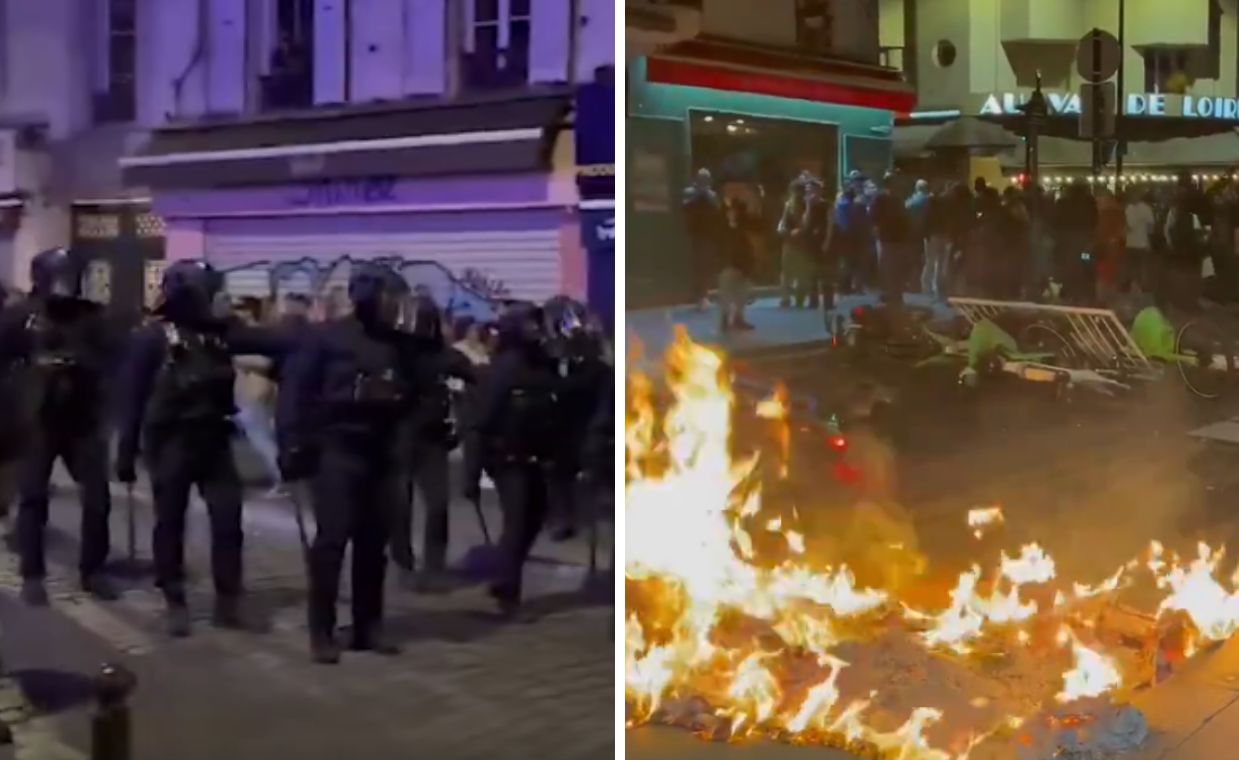 French protests escalate as police clash with anti-right wing crowd