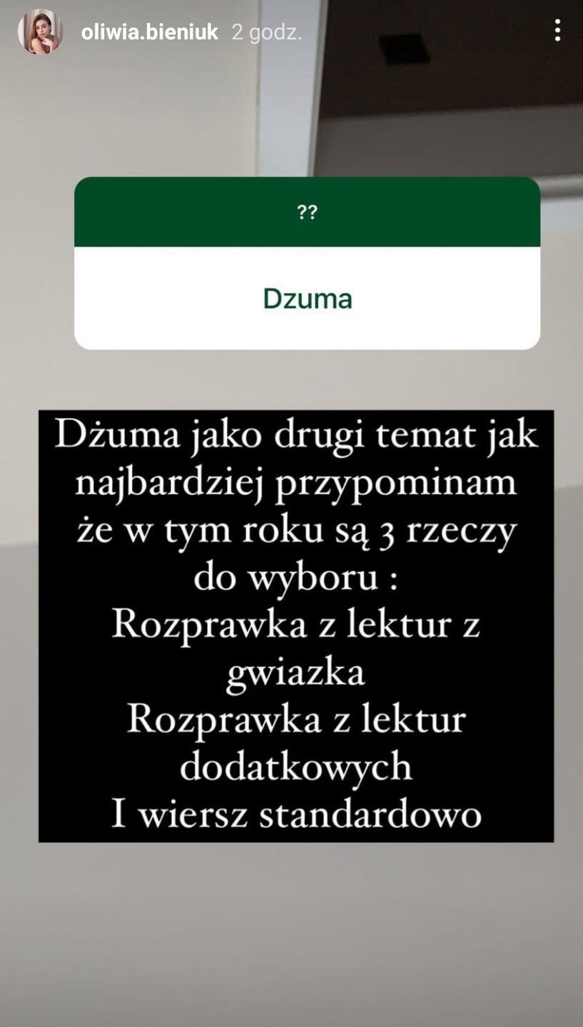 Oliwia Bieniuk rozprawia z fanami o maturze z języka polskiego