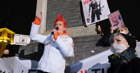Michał Wiśniewski na proteście. Towarzyszyły mu jego dzieci