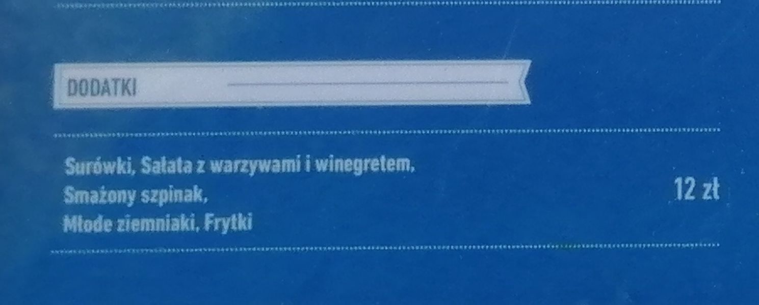 Przykładowe menu z ceną frytek w Sopocie.