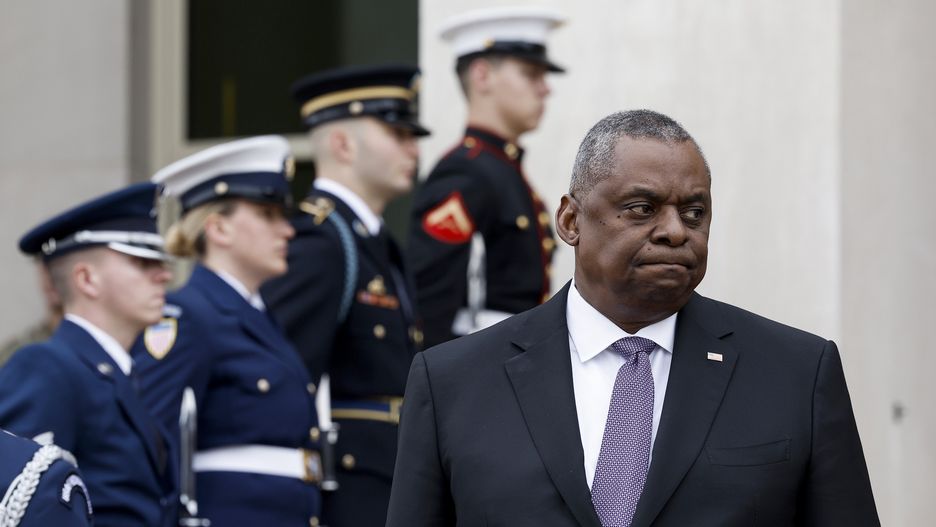 ARLINGTON, VIRGINIA - JANUARY 12: U.S. Defense Secretary Lloyd Austin awaits for the arrival of Japanese Defense Minister Yasukazu Hamada during an Honor Cordon ceremony at the Pentagon on January 12, 2023 in Arlington, Virginia. The two military leaders met to discuss a range of topics including security in the Indo-Pacific region. (Photo by Anna Moneymaker/Getty Images)