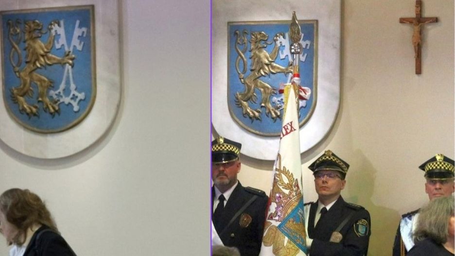 Sala sesyjna z krzyżem i bez (lca.pl)