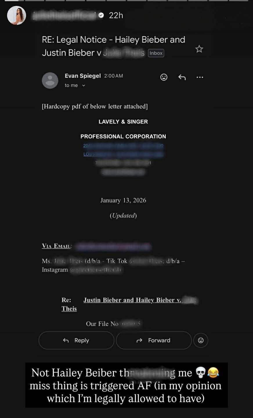 Wezwanie do zaprzestania działań godzących w interesy Bieberów