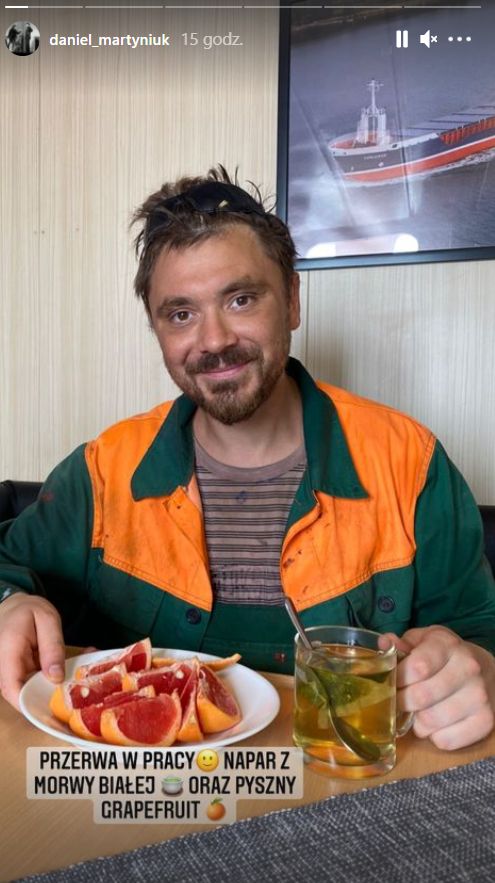Daniel Martyniuk podczas przerwy w pracy