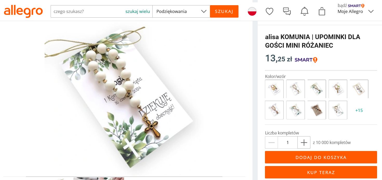 Podziękowania dla gości komunijnych